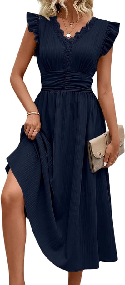 Livano Zomerjurk Dames - Zomerjurken - Volwassen - Jurk - Ibiza Stijl - Sundress - Marineblauw - Maat XXL