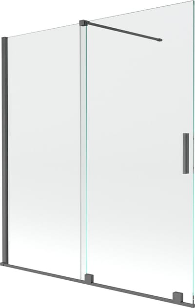 Mexen Velar badwand 2-delige schuifbare 150 x 150 , transparant, geborsteld geweergrijs - 896-150-000-01-66