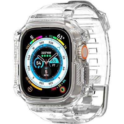 Spigen Hoesje en Bandje Geschikt voor Apple Watch Ultra 3 / 2 / 1 - Rugged Armor Pro Case - Transparant