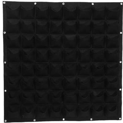 64 Zakken Verticale Buitentuin Vilt Planten Bloemen Kweekzak Wandhangende Plantenbak (Zwart) Black black