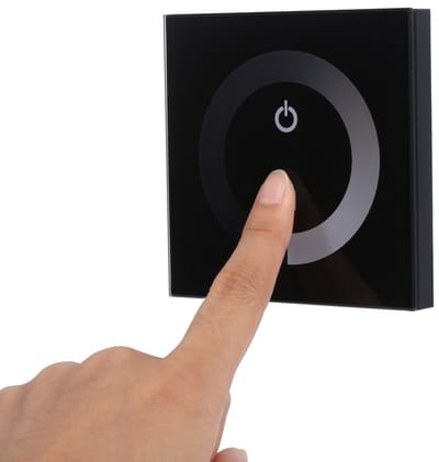 Allecto - Wandschakelaar LED-controller - Dimmer LED-strip - Touch-paneel - Effen kleur - Geschikt voor enkele kleur LED-licht - Zwart