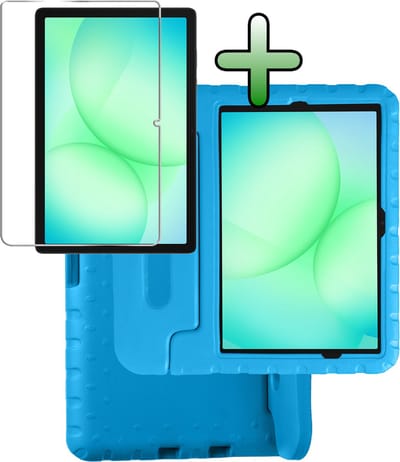 Hoesje Geschikt voor Samsung Galaxy Tab A11 Plus / A9 Plus - Met Screenprotector - Kinderhoes Shockproof Bumper - Kidsproof Case - Tablet Hoes - Kinder Hoes Cover - Blauw
