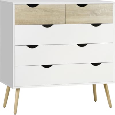 HOMCOM Ladekast - Spaanplaat - 99x39x101cm - Wit, Eiken
