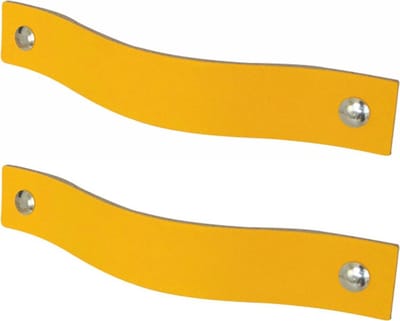 2x Leren handgrepen 'platte greep' XS - GEEL (12,6 x 2,5 cm) - incl. 3 kleuren schroefjes (handgreepjes - leren grepen - greepjes - leren lusjes)
