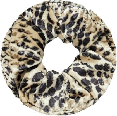 Haarsoires Haarelastiek Scrunchie – Slangenprint – Velvet Stof – Zwart Beige - Haarkrinkel - Haar Elastiek met Stof - Zacht & Haarvriendelijk
