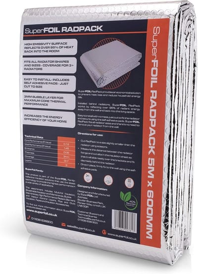 Verwarmingskast Isolatiefolie 0,6 m x 5 m - Energie Besparende Warmtereflecterende Luchtkussenfolie