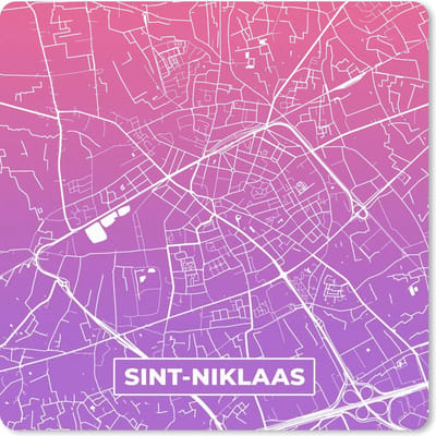 Muismat 20x20 cm - Mousepad Sint-Niklaas - Stadskaart - België - Muismatten