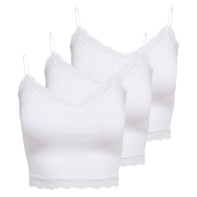 ONLY T-shirt ONLVICKY LACE SEAMLESS CROPPED TOP 3P Set van 3