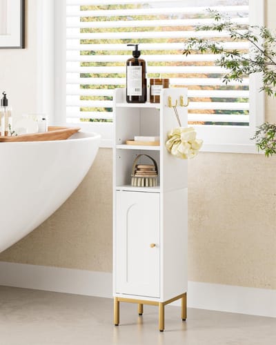 Verte Toiletkastje - Smal Badkamerkastje met Deur - Keuken - Woonkamer - Slaapkamer - Balkon of Kantoor - Wit
