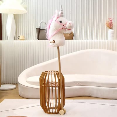 BOECK - Hobby Horse Stokpaard - Hobby horse stokpaarden - Wit - Met geluid - Houten speelgoedpaardje - Pluche speelgoedpaard - Stokpaardje met Teugels – Zacht en Stevig - Trendy nu