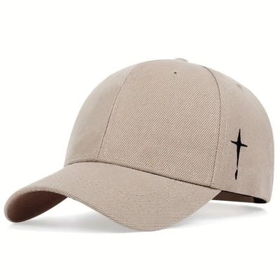 Unisex Zijwaartse Kruisborduurwerk Baseballpetten Lente en Herfst Buiten Verstelbaar Casual Petten Zonnebrandpet beige