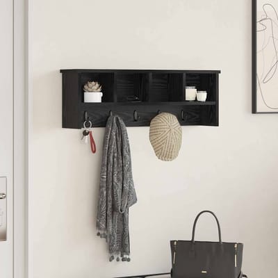 vidaXL - Wandgemonteerde - kapstok - Muurmontage - Zwart - Eiken - 75 - x - 16 - x - 26 - cm