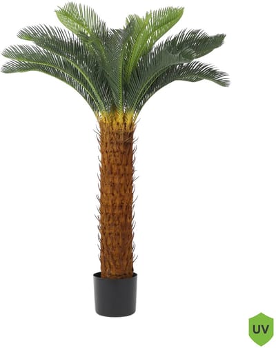 Kunst Cycaspalm | 125cm – Cycas Nep Palmboom – Nep Palmplant – Dikke Stam - Binnen & Buiten– Tropische Kunstplant – Extra Vol