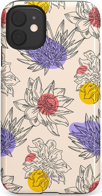 Casetastic Hoesje Geschikt voor Apple iPhone 11 - Stijlvolle Beschermende Duo-layer Case - Bloemenschets