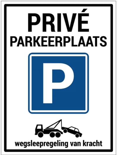 Privé parkeerplaats wegsleepregeling bord | gecoat dibond materiaal | 40 x 30 cm