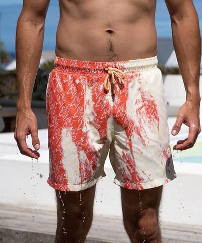 SEA'SONS - Zwembroek Heren - Kleurveranderend - Creativity Print - Koraal Geel- Maat M