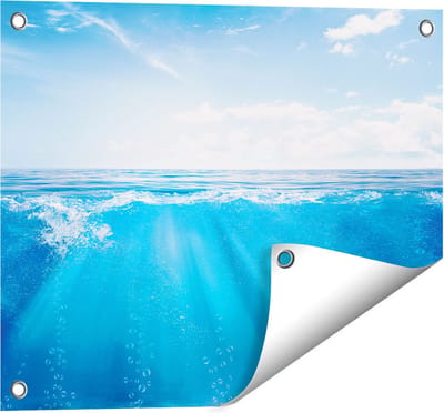 Gards Tuinposter Helder Blauwe Zee onder Water - 50x40 cm - Tuindoek - Tuindecoratie - Wanddecoratie buiten - Tuinschilderij