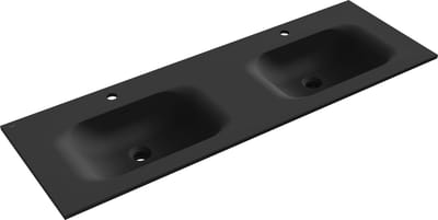 Mexen Vela wastafel ingebouwd in het werkblad dubbel 141 x 46,5 cm, zwart mat - 25231471D
