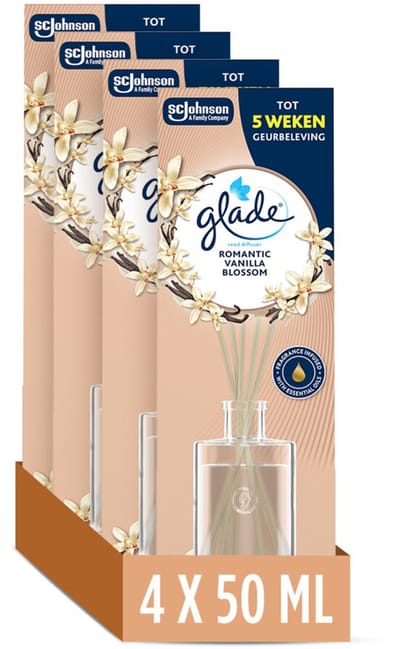 Glade Geurstokjes Romantic Vanilla Blossom - 4 x 50 ml - Voordeelverpakking