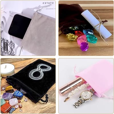 10 Stuks Zachte Velours Zakjes voor Sieraden, Cadeaus en Bruiloften, 10 x 20 cm, Zwart, Ideaal voor Feestjes en Cadeaupakketten