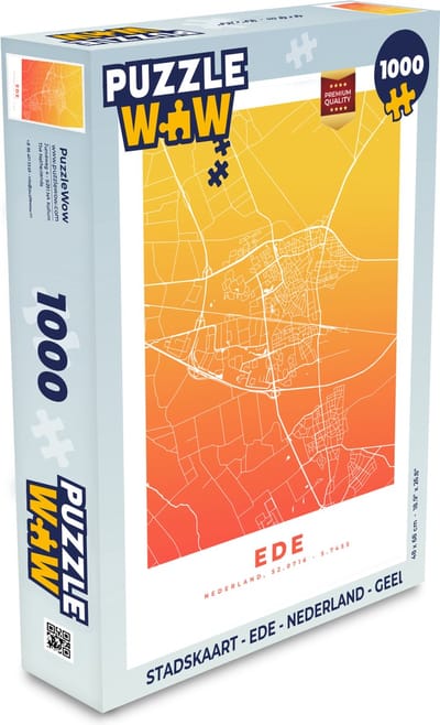Puzzel Stadskaart - Ede - Nederland - Geel - Legpuzzel - Puzzel 1000 stukjes volwassenen - Plattegrond