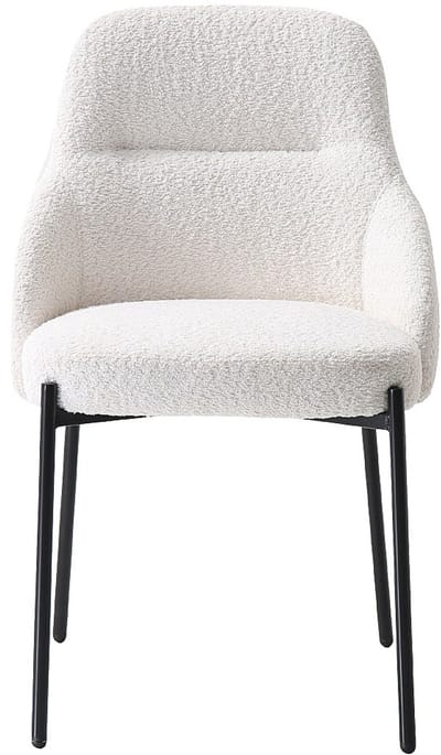 Vente-unique Set van 2 stoelen in bouclé en zwart metaal - Wit - LIAMONA