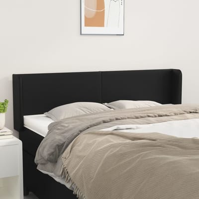 vidaXL - Hoofdbord - met - randen - 147x16x78/88 - cm - kunstleer - zwart