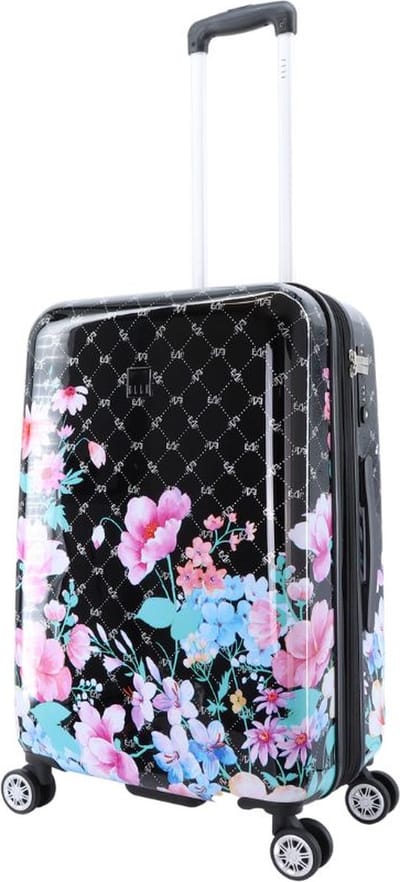 ELLE Harde Koffer / Trolley / Reiskoffer - 65 cm (Medium) - Bouquet - Zwart - Zwart / Medium