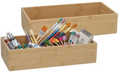 5Five 5Five houten bakje - 2x - organizer - bamboe - 30 x 15 x 7 cm - kast en lade verdelers - opslag - sorteerbakje