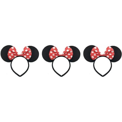 3/6/12 stuks/partij Meisjes Muisoren Effen Strik Oren Hoofdband voor Verjaardagsfeest Benodigdheden en Muis Thema Kostuum Cosplay Decoratie black