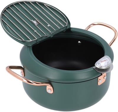 Frituurpan met thermometer - Koekenpan - Veilig frituren - Met temperatuurmeter - 28 x 22 x 13 cm - Zwart