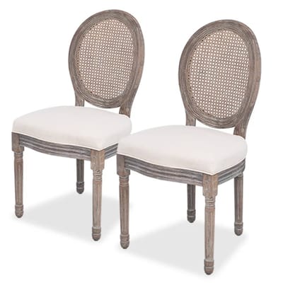 vidaXL - Eetkamerstoelen - 2 - st - stof - crèmekleurig