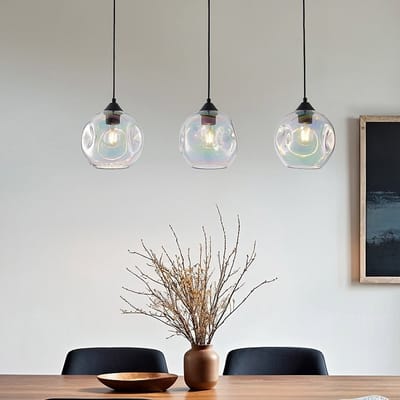 LumenXL LumenXL - Eetkamer hanglamp Fayen - Zwart - Parelmoer glas - 3-lichts