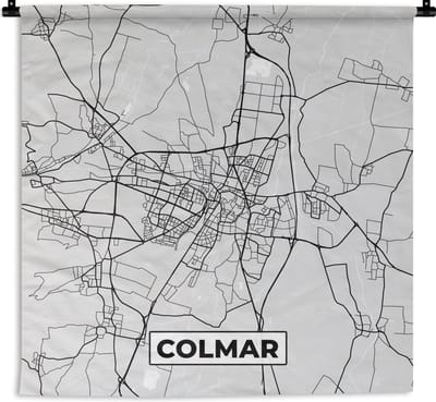 Wandkleed - Wanddoek - Plattegrond - Kaart - Stadskaart - Frankrijk - Colmar - 180x180 cm - Wandtapijt