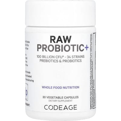 Codeage, unprocessed probiotic+, 100 billion CFU, 30 veggie capsules