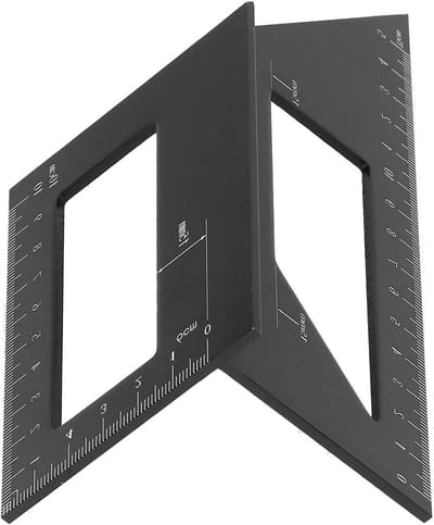 Verstekmeter 45°/90°T Hoekmeter Aluminium Zadellay-out Vierkante Meter - 3D Verstekhoek Meetinstrumenten voor Houtbewerking (Zwart) met Extra Functionaliteit