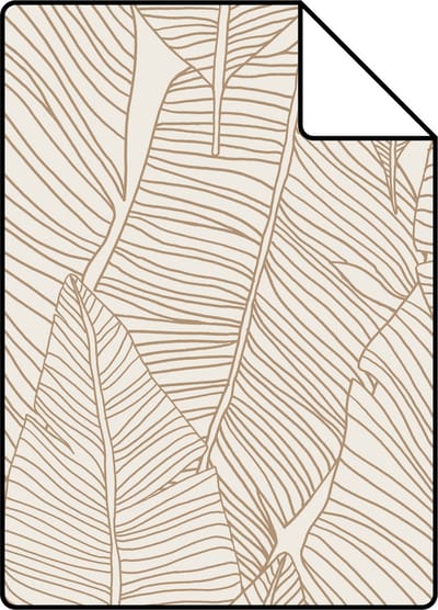 Proefstaal ESTAhome behang getekende bladeren beige - 26.5 x 21 cm - 139352-S