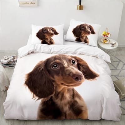 Honden Dekbedovertrek Set Dubbel Queen King Size Beddengoed Set Zwart en Wit Rand Herder Zacht Comfortabel 23 stuks Eenpersoons Dekbedovertrek AU Single 140x210cm
