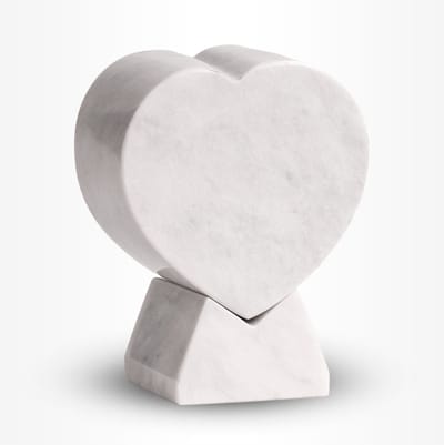 Natuursteen Urn Hart Middel 500 ml Wit - Urn voor Menselijke As - Crematie Urn voor As Volwassenen