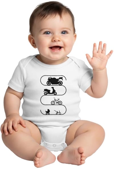 Evolutie Van De Motorrijder Op Twee Wielen Baby Rompertje Met Korte Mouwen