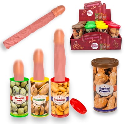 Fop Cadeau Spring Penis In Blik - Jumping Penis in Can – Display 12 Stuks - Verrassende Gag Gift!