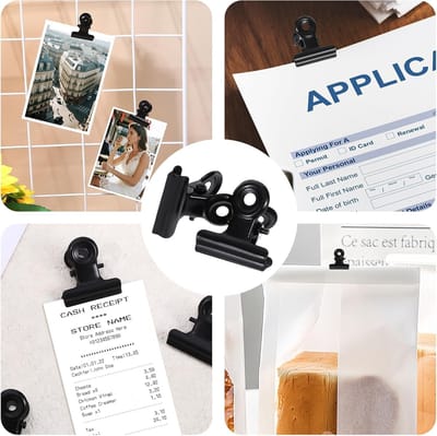 Folding Binder Clips 22mm - 80 Stuks Metalen Klemmen voor Foto's, Tekeningen en Kantoorbenodigdheden (Zwart)