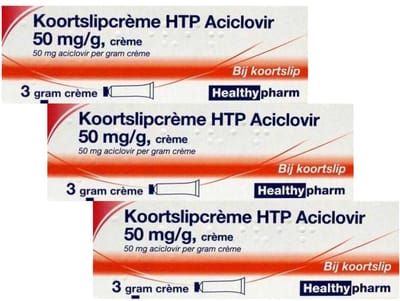Healthypharm Koortslipcrème HTTP Aciclovir 50mg/g - 3 x 3 gram