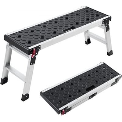 VEVOR Werkplatform 910x310x420mm, Opvouwbaar Aluminium Werkplatform, Draagvermogen 226,8 kg, Loopvlak met Veiligheidsslot en Voetsteunen, Draagbare Trap voor Onderhoud, Schilderen en Reparatie