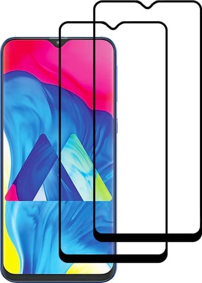 Smartphonica Screenprotector Geschikt voor Samsung Galaxy M10 - Full Cover Tempered Glass with Round Edge - Gehard glas met Afgeronde Hoeken - 2-Pack geschikt voor Samsung Galaxy M10