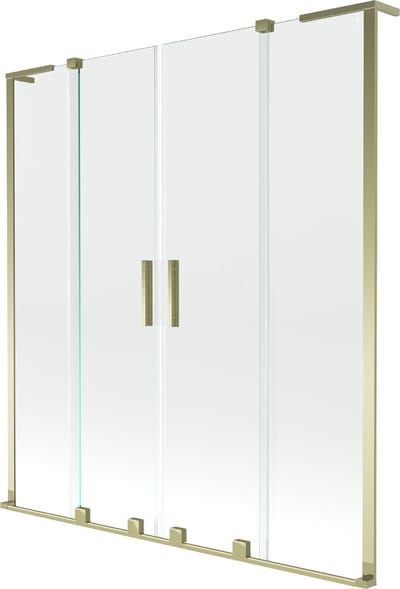 Mexen Velar L Duo badwand scherm 2-delige schuifbaar 150 x 150 , transparant, goud - 896-150-003-02-50