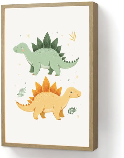 Nachtlampje 40x60 cm - Kinder lamp - Sterren - Stegosaurussen - Blaadjes - Groen - Tafellamp kinderkamer draadloos - Slaapkamer lampje - Bedlamp kinderen - Kinderlampje - Wandlamp babykamer - Nachtlampjes