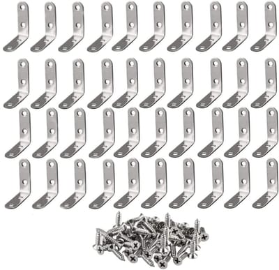 40 Stuks Hoekbeugels van RVS - Stevige L-vormige Beugels 50mm x 50mm voor Planken, Meubels en Dozen met Schroeven, 90 Graden Hoekverbinding