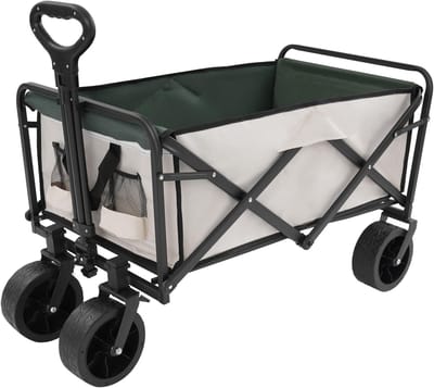 Opvouwbare bolderkar - Transportwagen tuin - Buitengebruik kamperen - 115 kg draagkracht - 89.5 x 51 cm - Kaki
