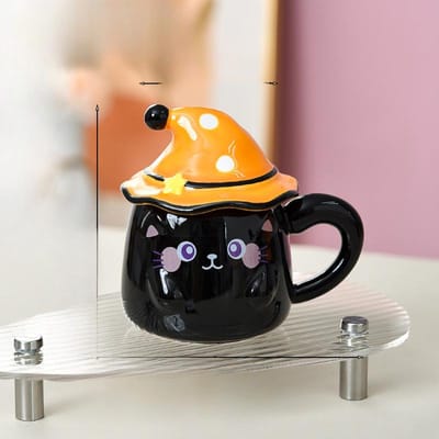 Creatieve Leuke Kat Mok met Deksel Geest Beker voor Meisjes Keramiek Hooguitziende Cartoon Huishouden Waterbeker 380ml